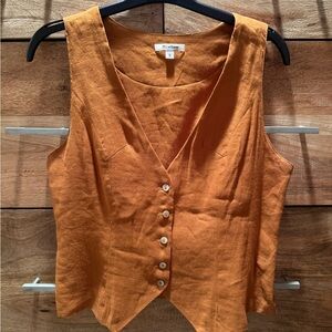 Linen Burnt Orange Vest